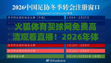 火狐体育买球网免费高清观看直播!2026年体育迷的全新选择